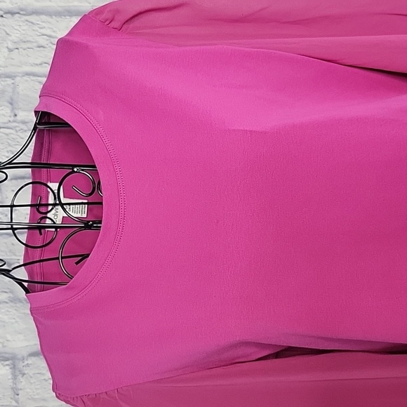 CALVIN KLEIN Pink Sheer Long Sleeves‎ Blouse S/P - Picture 2 of 5
